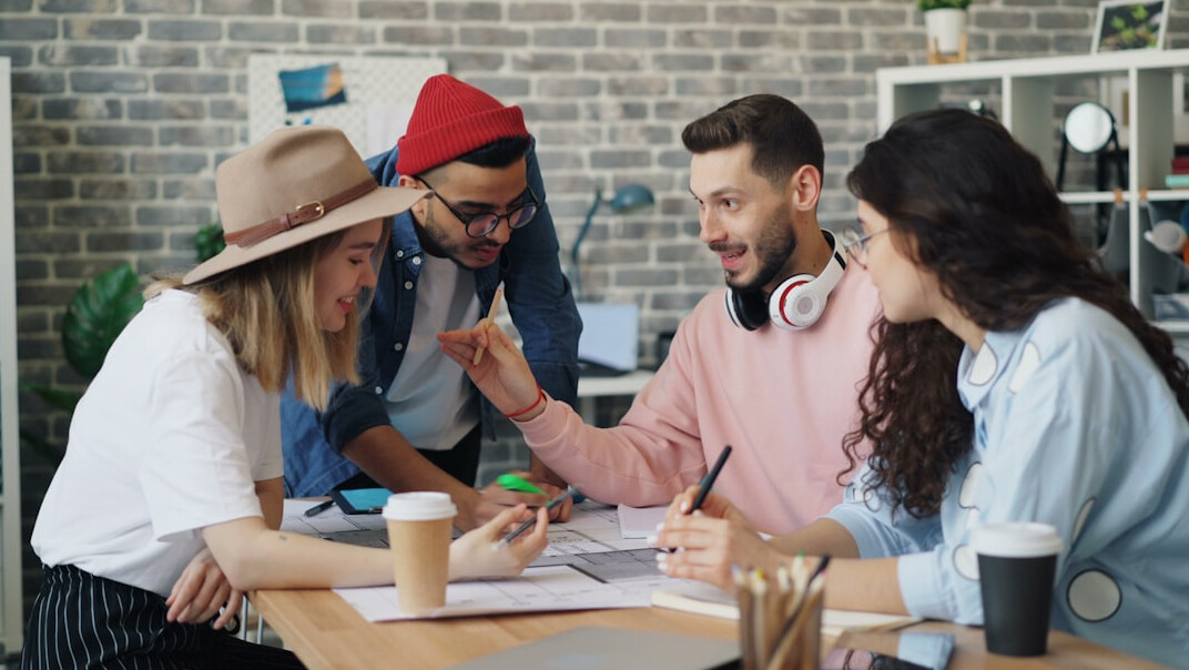 group of young adults discussing health